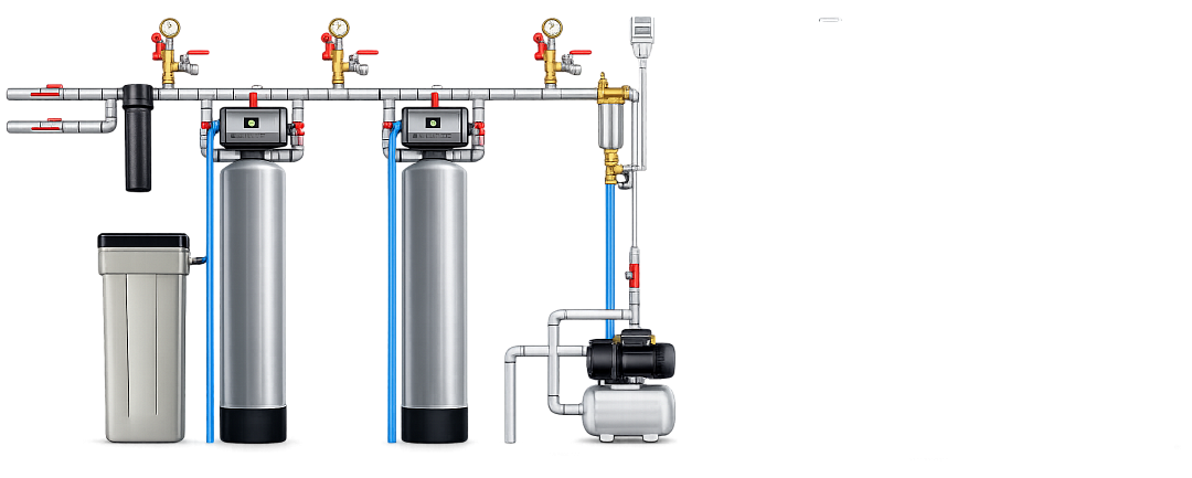 Water filtration and softening system 